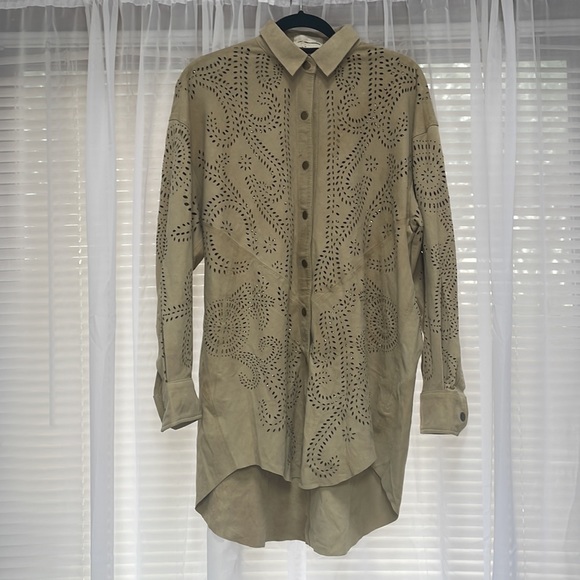 Free People Arabesane Suede Shirt Medium $795.00 By Mes Demoiselles - Picture 5 of 12